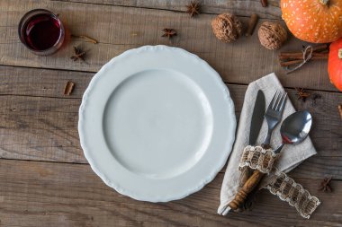 Sonbahar tatili yemek masası - üst görünüm