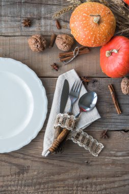 Sonbahar tatili yemek masası - üst görünüm
