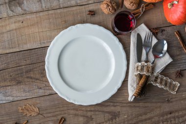 Sonbahar tatili yemek masası - üst görünüm