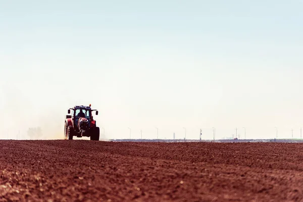 Tractor Plowing Field Agricultural Machinery — ストック写真