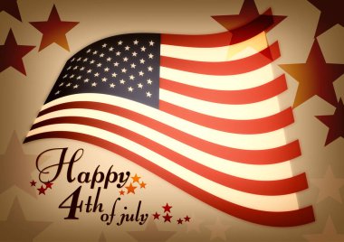 Tahta arka planda Amerikan bayrağı. Bağımsızlık Günü Ulusal Bayram tebrik kartı