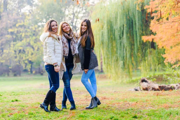 Meninas Bonitas Parque Outono — Fotografia de Stock