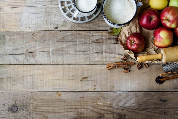 Apple Pie Making on Rustic Wooden Table