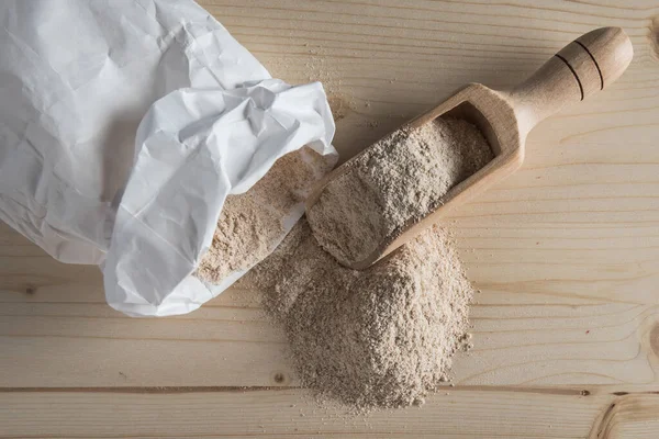 Spelt Flour Wooden Background — Stock Photo, Image