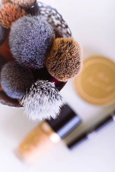 Makeup Brushes Close — Stock Photo, Image