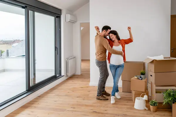 Young Happy Couple Moving New Home Stock Image
