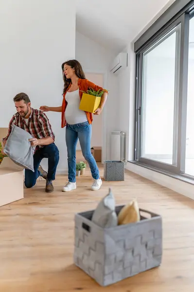 Young Man Woman Boxes New Home Stock Picture
