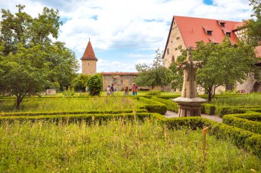 ROTHENBURG OB DER TAUBER, BAVARYA, GERMANY - CIRCA JULY, 2020: The Kreutergarten of Rothenburg ob der Tauber, town, Almanya. 