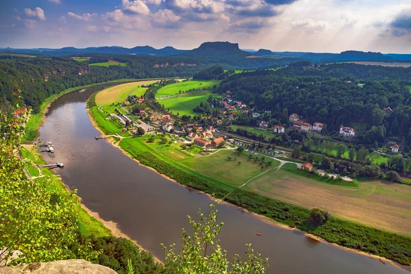 Rio Elba Parque Nacional Rock Suíça Saxônica Perto Dresden Alemanha — Fotografia de Stock