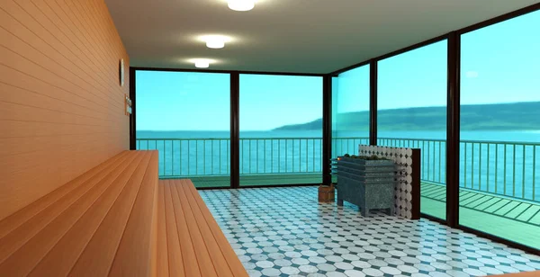 Modern Sauna Room Lovely View Illustration — Stockfoto