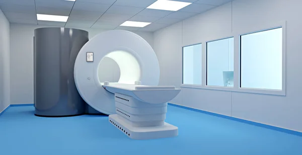 A modern magnetic resonance imaging MRI system in the medical facility, 3D illustration