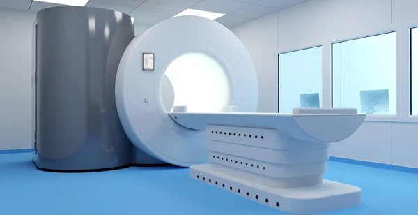 A modern magnetic resonance imaging MRI system in the medical facility, 3D illustration