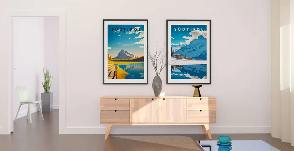 Bright Room Posters Wall Illustration — Stock Photo, Image