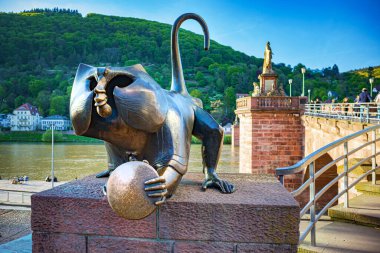 HEIDELBERG, BADEN-WUERTTEMBERG, GERMANY - CIRCA MAYIS 2023: Heidelberg, Almanya 'nın Alte Bruecelberg kasabasındaki Brueckenaffe.