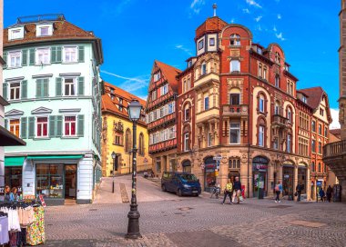 TUEBINGEN, BADEN-WUERTTEMBERG, GERÇEK - CIRCA MAYIS 2023: Almanya 'nın Tuebingen kasabası, Schulberg.