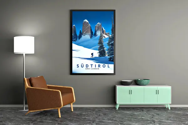 A mock up for wall art and art gallery with canvas or poster, 3D illustration