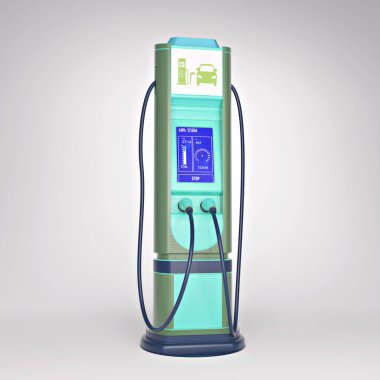 EV şarj noktası, 3D illüstrasyon