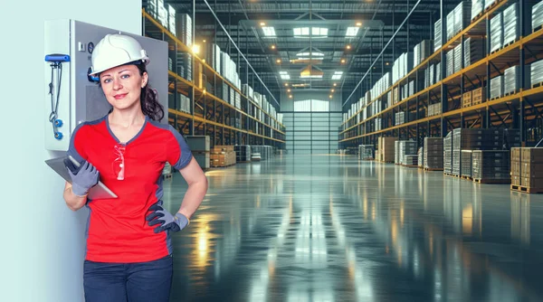Young Female Warehouse Worker Manufacturing Plant Stock Picture