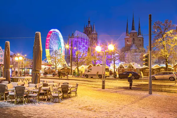 Erfurt Thüringen Deutschland Circa Dezember 2023 Weihnachtsmarkt Erfurt lizenzfreie Stockfotos