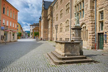 Marktstrasse ve Amtsgericht Rudolstadt, Thuringia, Almanya