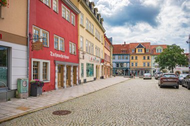 Rudolstadt kasabası Marktplatz, Thüringen, Almanya