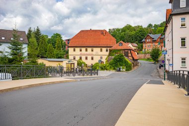 Rudolstadt kasabası Debrastrasse, Thüringen, Almanya
