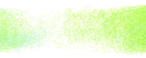 Abstrakte Farbstiftzeichnung Hintergrund Grüngelbe Bleistiftkritzelei Isoliert Auf Weiß — Stockfoto