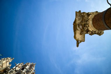 İtalya, Toskana 'daki güzel Siena kasabasının ayrıntıları..