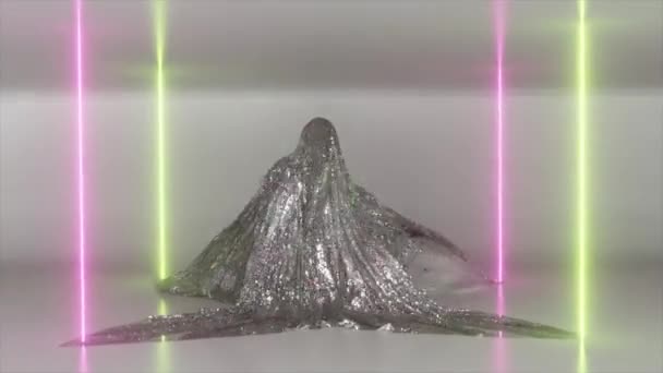 舞蹈和娱乐的概念 钻石毯子在跳舞 激光霓虹灯 黄色粉色的灯 3D动画无缝循环 高质量的4K镜头 — 图库视频影像