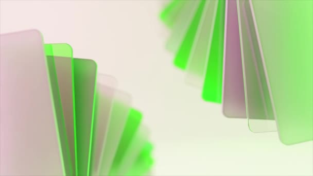 Las Tarjetas Colores Revelan Las Esquinas Ventilador Insertar Verde Color — Vídeos de Stock