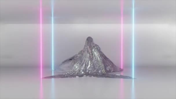 Dancing Entertainment Concept Diamond Blanket Dancing Ghost Laser Neon Beams — Stock Video