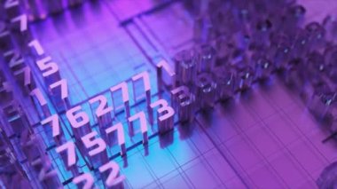  Kripto para işlem konsepti. Dijital para birimi. Bitcoin. Kripto cüzdan blok zinciri. Madenci Chip. 3D animasyon. Yüksek kalite 4k görüntü