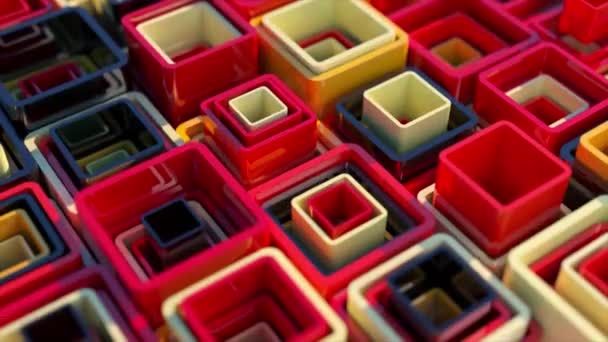 抽象概念 正方形のチューブが重なり合っています 赤白黒 シームレスなループの3Dアニメーション 高品質4K映像 — ストック動画