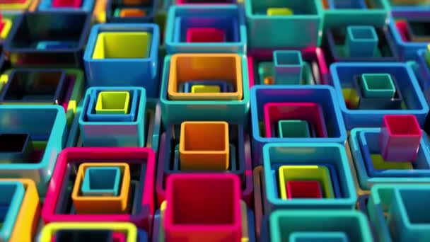 Colored Square Tubes Abstraction Blue Pink Yellow Color Animation Seamless — Stock Video