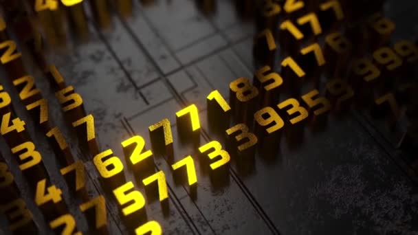Logotipo Bitcoin Forma Microcircuito Transações Criptomoeda Corrente Bloqueio Cor Ouro — Vídeo de Stock