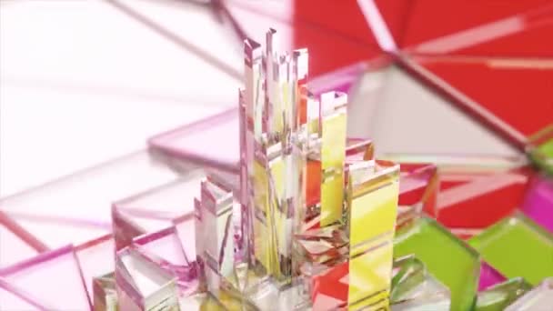 Glass Rectangles Move Skyscrapers Broken Glass Diamond Mosaic Animation Seamless — Stock Video