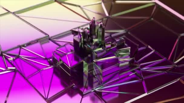 Mörkt Krossat Glas Bubbelpool Rektangulära Former Svart Violett Färg Mosaik — Stockvideo