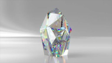 Kendini geliştirme kavramı. Bir elmas parçası insan yüzüne dönüşüyor. Başkalaşım. 3D animasyon. Yüksek kalite 4k görüntü