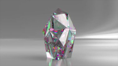Kendini geliştirme kavramı. Bir elmas parçası insan yüzüne dönüşüyor. Başkalaşım. 3D animasyon. Yüksek kalite 4k görüntü