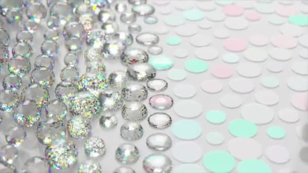 Burbujas Diamantes Inflan Estallan Superficie Moteada Color Púrpura Blanco Olas — Vídeos de Stock