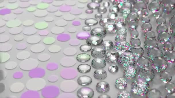 Diamond Bubbles Inflate Burst Mottled Surface White Purple Color Waves — Stock Video