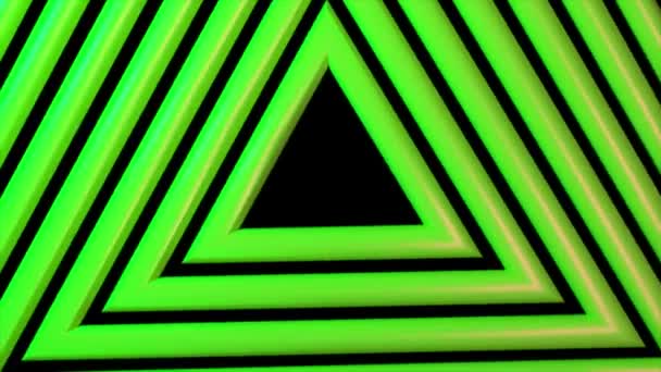 Ομαλή Περιστροφή Του Φόντου Τριγώνων Απομονωμένο Μαύρο Φόντο Πράσινο Χρώμα — Αρχείο Βίντεο