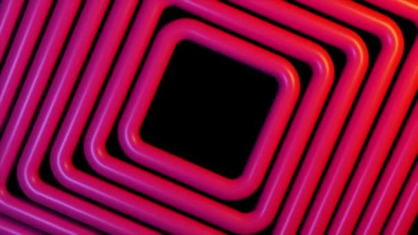 Smooth Rotation Background Squares Shapes Isolated Black Background Red Color — Stock Video