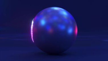 The shell of the sphere disappears and a crystal rainbow ball appears. Reincarnation. Interference. Blue neon color. High quality 4k footage