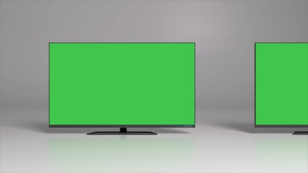 Πράσινο Φόντο Οθόνες Τηλεόρασης Χρωμιωμένο Κλειδί Άπειρη Κύλιση Αριστερά Κενό — Αρχείο Βίντεο