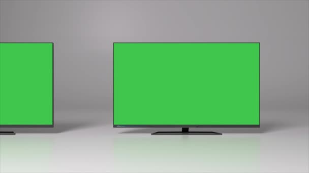 クロムキー付きのテレビ画面 無限に右スクロールします 緑の背景 空のスペースを挿入します シームレスループの3Dアニメーション 高品質4K映像 — ストック動画