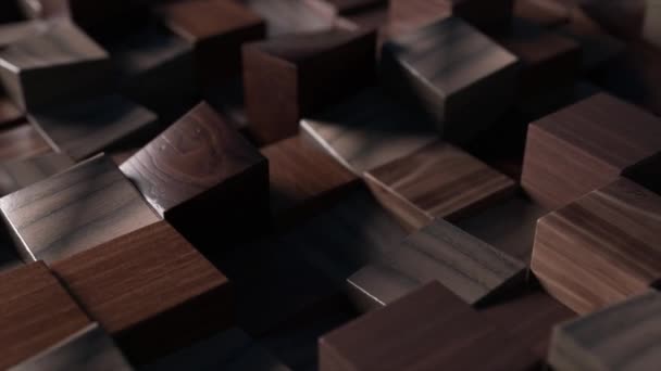 Abstract Concept Rectangular Figures Made Smooth Dark Wood Move Dynamically — Vídeo de Stock