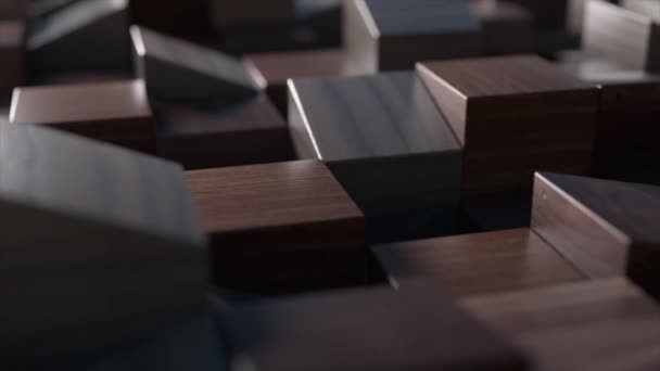 Abstract Concept Rectangular Figures Made Smooth Dark Wood Move Dynamically — Stok video