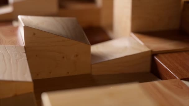 Abstract Concept Wooden Rectangular Shapes Move Wooden Block Mosaic Animation — Stockvideo