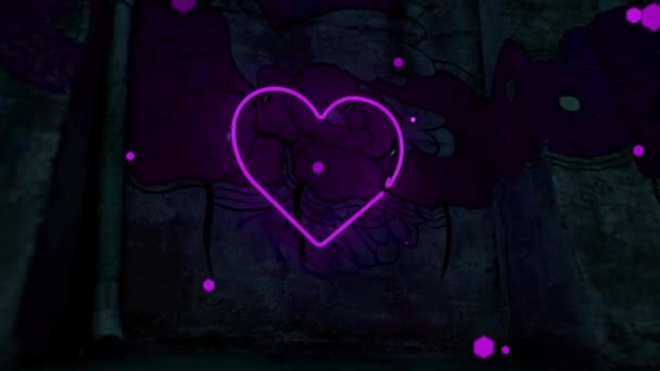 Violet Neon Heart Flashes Large Wall Flower Pattern Purple Rhombus — Video